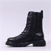 Wonders Bones Lace Military Boot - Black Leather